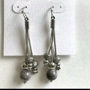 A&I Dangle Grey Beaded Earrings